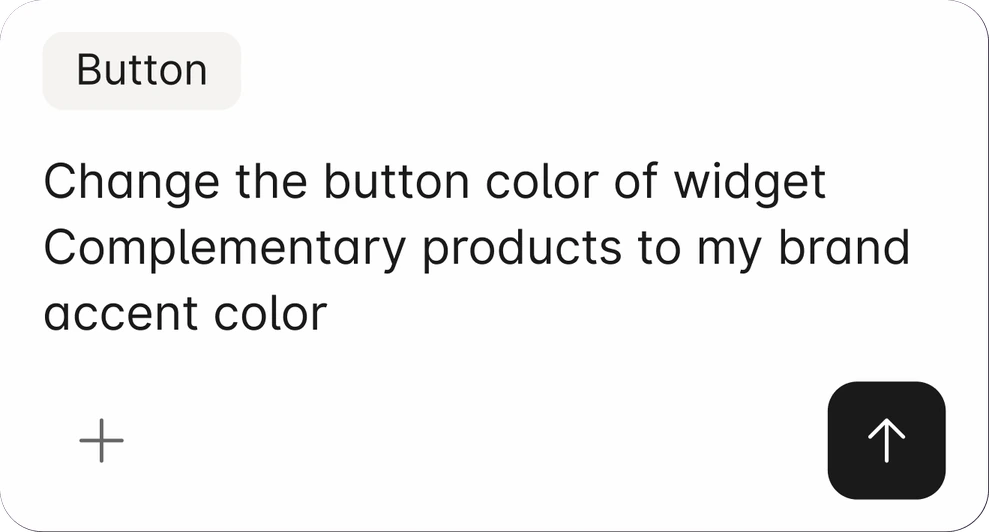 Gem Agent prompt reading: change the button color of widget Complementary products to my brand accent color
